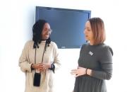 Guest speaker, Ivy Kabura Nganga, left, during a visit to Utena A. and M. Miškiniai public library, Lithuania.
