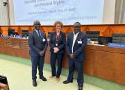 EIFL delegation at SCCR/43, from left: Professor Anthony Kakooza, Teresa Hackett, Prof Dick Kawooya.