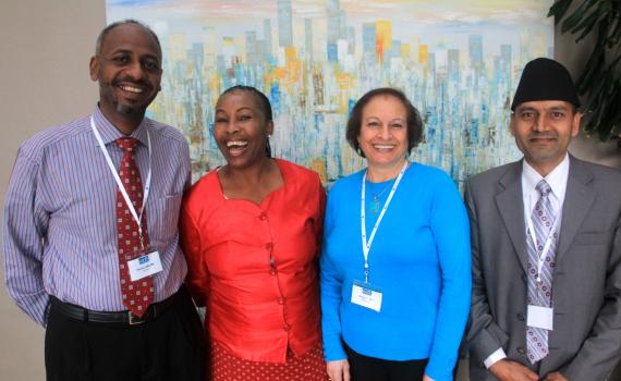 From left: Khalid Abusin EIFL Country Coordinator from Sudan, Naniki Maphakwane EIFL Country Coordinator from Botswana, Diana Jeries Sayej-Naser (West Bank), EIFL Country Coordinator from Palestinian and Jagadish Aryal, EIFL Country Coordinator from Nepal. From left: Khalid Abusin EIFL Country Coordinator from Sudan, Naniki Maphakwane EIFL Country Coordinator from Botswana, Diana Jeries Sayej-Naser (West Bank), EIFL Country Coordinator from Palestinian and Jagadish Aryal, EIFL Country Coordinator from Nepal.