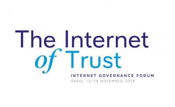 Internet Governance Forum 2018 logo with theme, The Internet of Trust. Internet Governance Forum 2018 logo with theme, The Internet of Trust.