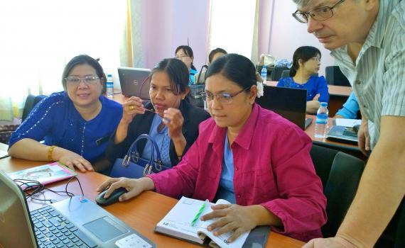 A group of librarians attending EIFL OA training at the University of  Mandalay.