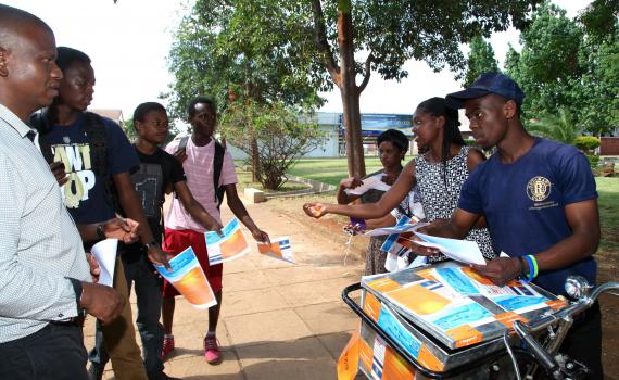 Students at Harare University of Technology in Zimbabwe distributing pamphlets supporting open access.