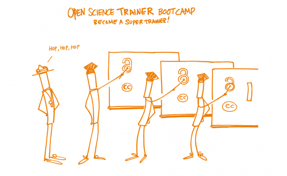 Cartoon showing open science training in action