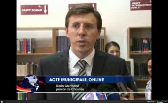 Chisinau Mayor Mr Dorin Chirtoaca announces the launch of the legal database on television. Chisinau Mayor announcing the launch of the legal database on television.