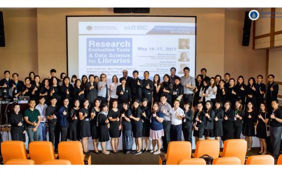 Participants at a workshop on research evaluation and data science for libraries hosted by EIFL and EIFL’s partner library consortium, Electronic Information for Libraries in Thailand, at Mahidol University in Salaya, Thailand. Group photo of participants at a workshop on research evaluation and data science for libraries hosted by EIFL and EIFL’s partner library consortium, Electronic Information for Libraries in Thailand, at Mahidol University in Salaya, Thailand.